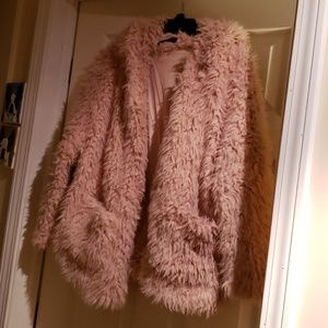 Faux fur coat jacket with pockets